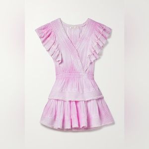 Gwen ruffled lace-trimmed tie-dyed broderie anglaise cotton mini dress